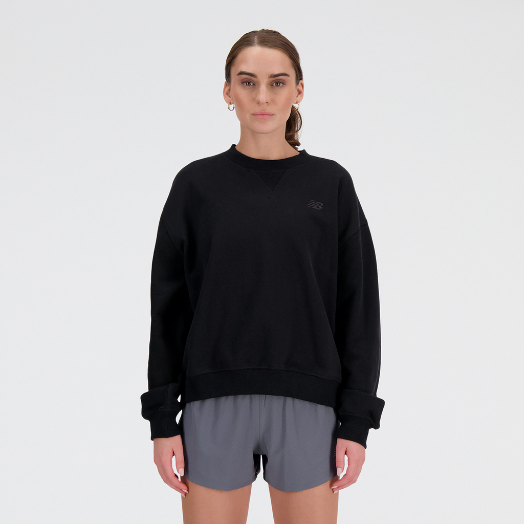 New Balance W NB Athletics French Terry Crew in SCHWARZ