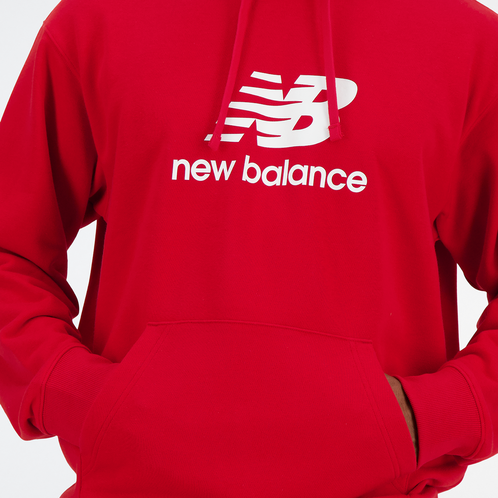 New Balance Sport Essentials Stacked Logo French Terry Hoodie in ROT