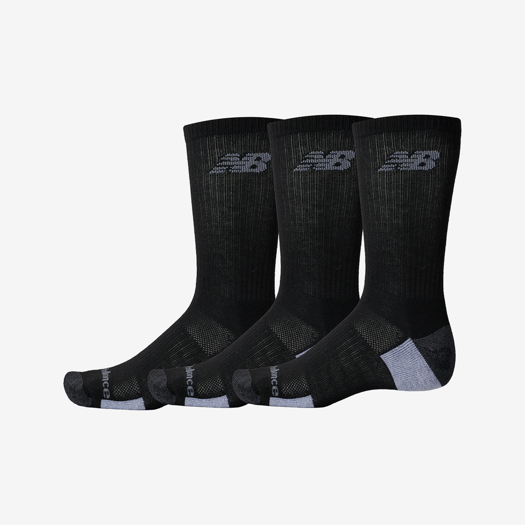 New Balance Performance Cushioned Crew 3 Pack in SCHWARZ