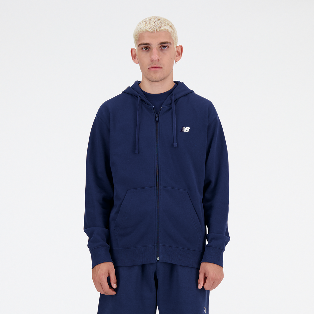 New Balance New Balance Stacked Logo French Terry FZ Hoodie in BLAU