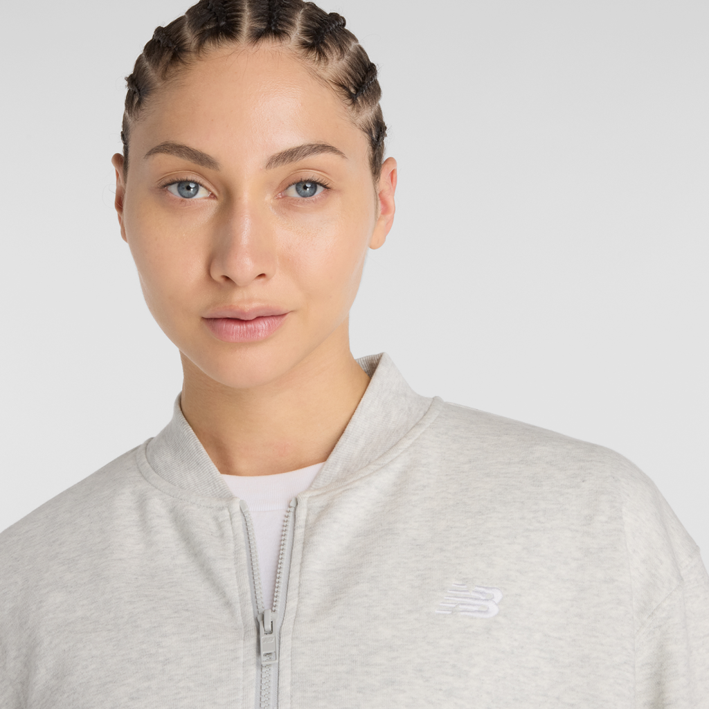 New Balance W French Terry Bomber in GRAU