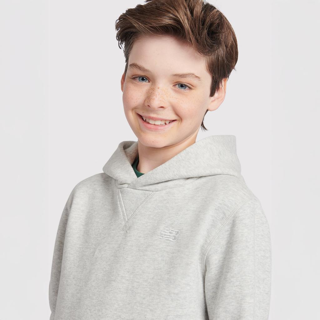 New Balance B New Balance French Terry Small Logo Hoodie in GRAU