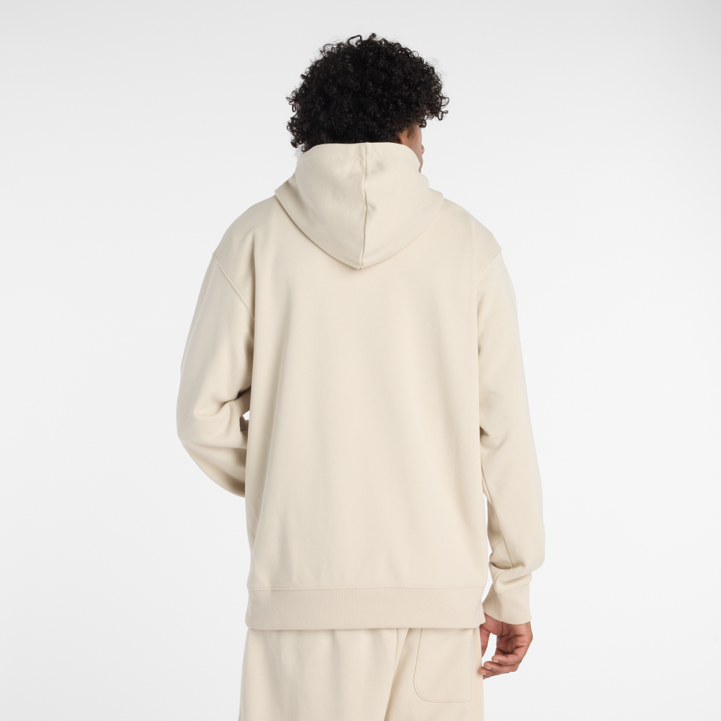 New Balance Sport Essentials Stacked Logo French Terry Hoodie in BEIGE
