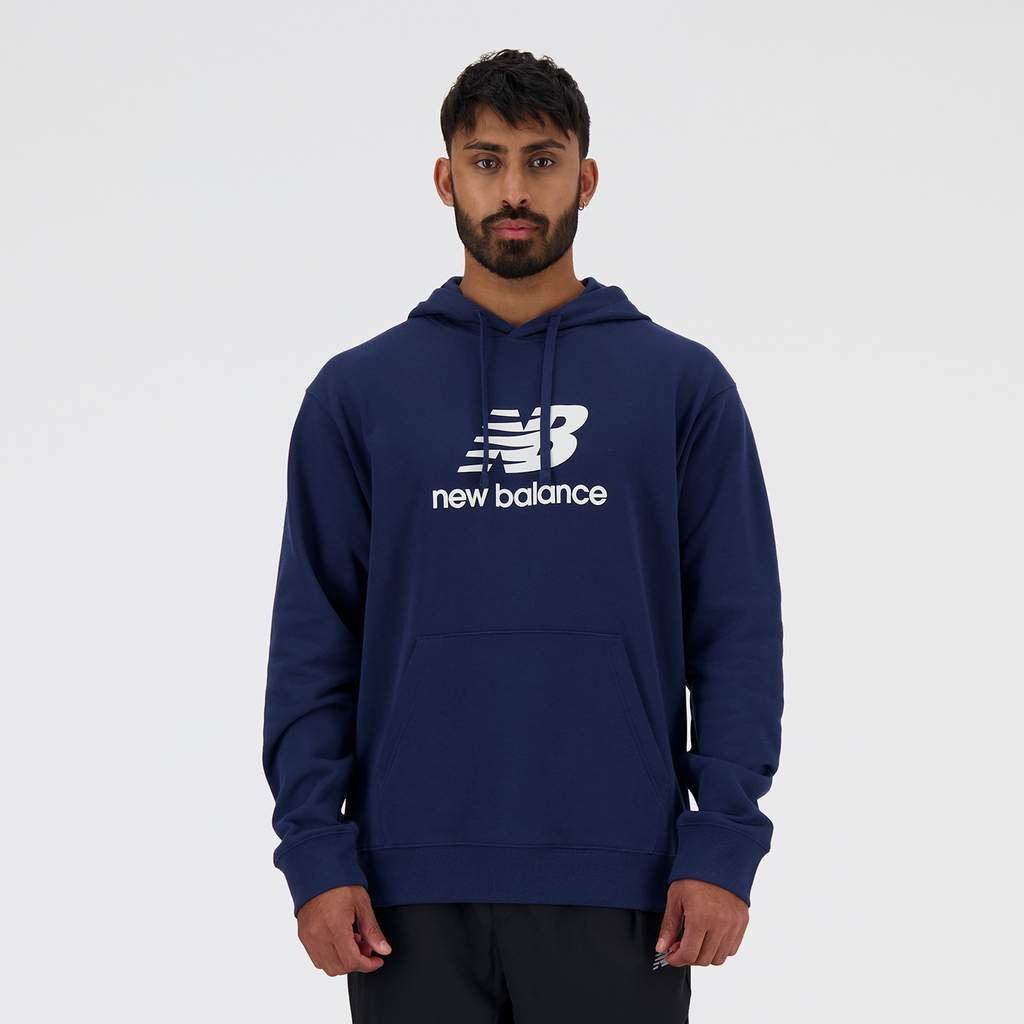 New Balance Sport Essentials Stacked Logo French Terry Hoodie in BLAU