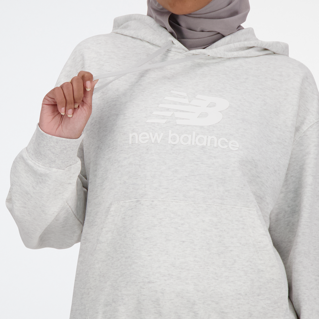 New Balance W Sport Essentials French Terry Stacked Logo Hoodie in GRAU