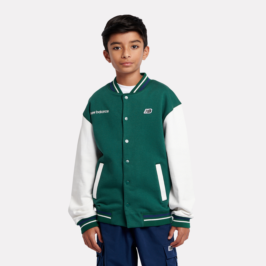 New Balance B NB Premium Loop Back Baseball Jacket in GRÜN