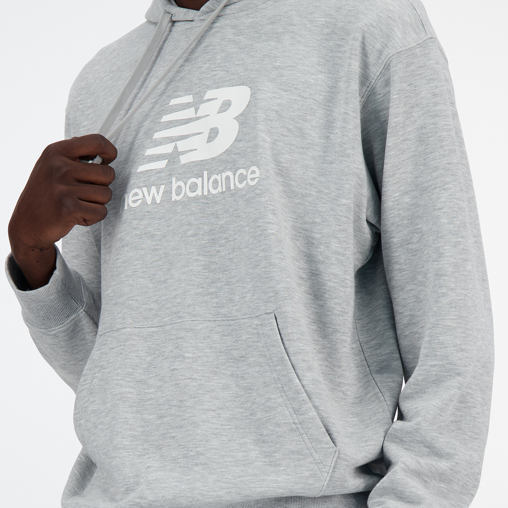 New Balance Sport Essentials Stacked Logo French Terry Hoodie in GRAU