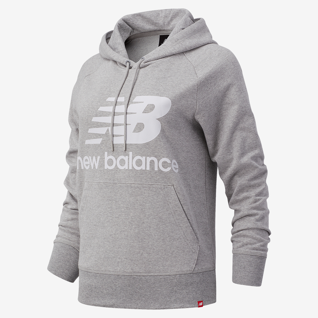 New Balance W Essentials Stacked Logo PO Hoodie in GRAU