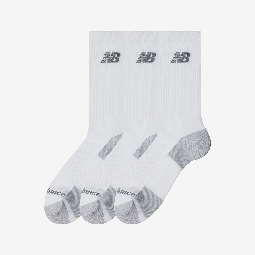 New Balance Performance Cushioned Crew 3 Pack in WEISS
