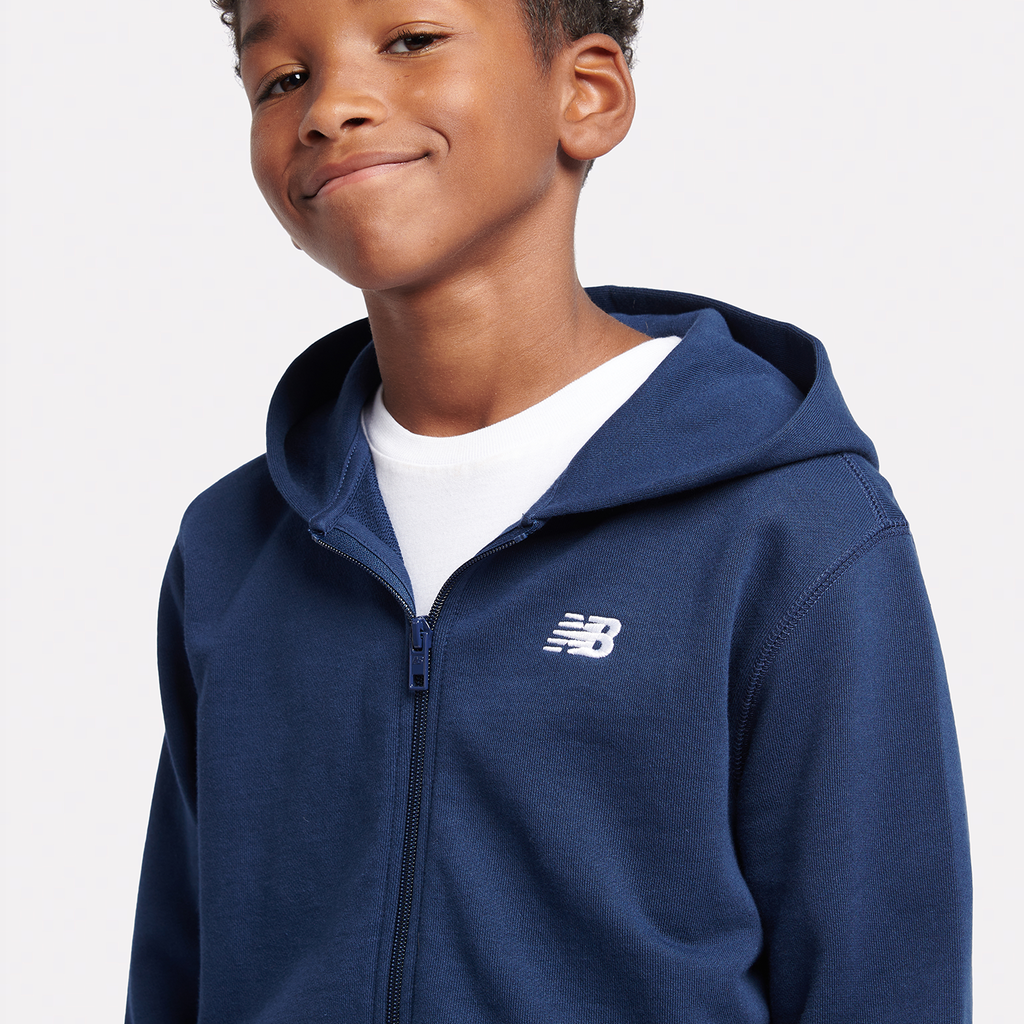 New Balance B New Balance French Terry Small Logo FZ Hoodie in BLAU