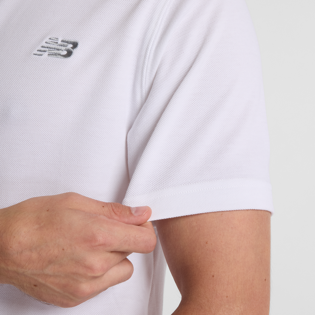 New Balance Cotton Pique Polo in WEISS