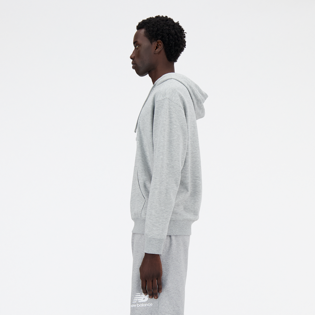 New Balance Sport Essentials Stacked Logo French Terry Hoodie in GRAU