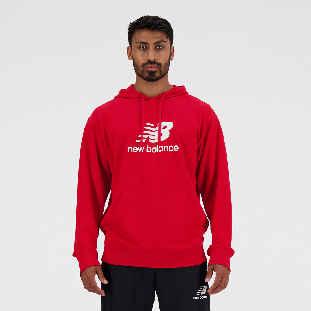 New Balance Sport Essentials Stacked Logo French Terry Hoodie in ROT