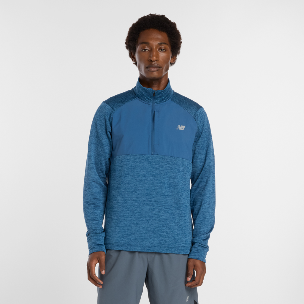 New Balance Athletics Heat Grid 1/2 Zip in BLAU