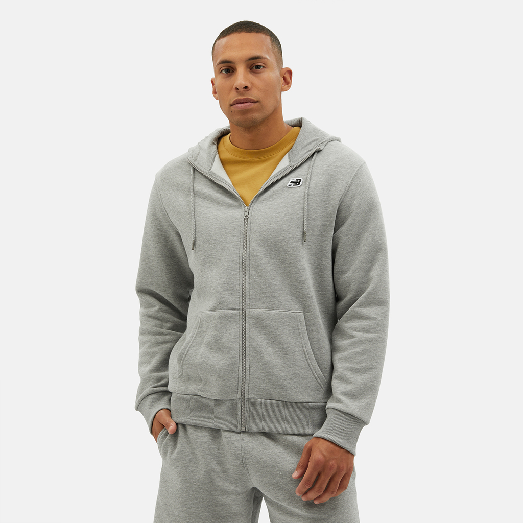 New Balance NB Small Logo Zip Hoodie in GRAU