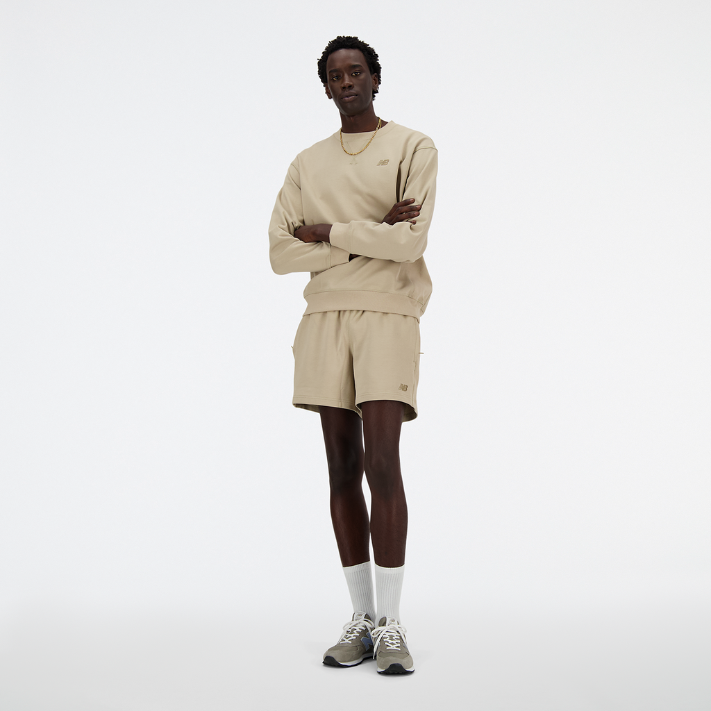New Balance NB Athletics French Terry Crew in BEIGE