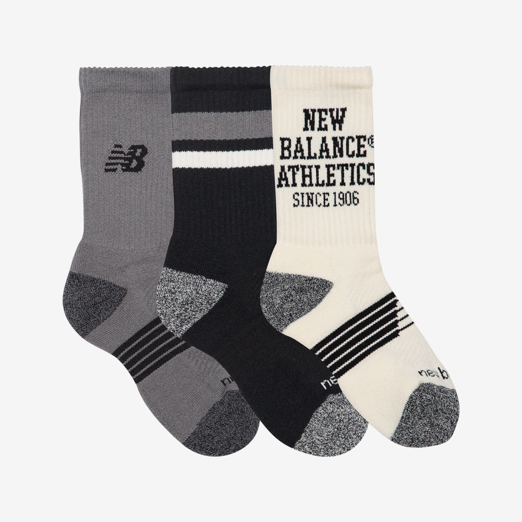 New Balance Youth Active Graphic Crew Socks 3 Pack in MEHRFARBIG