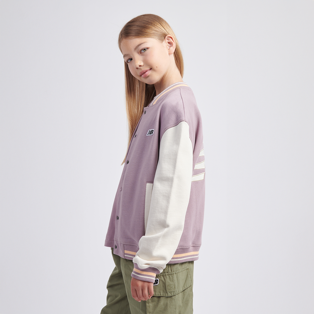 New Balance G NB Premium Loop Back Baseball Jacket in VIOLETT