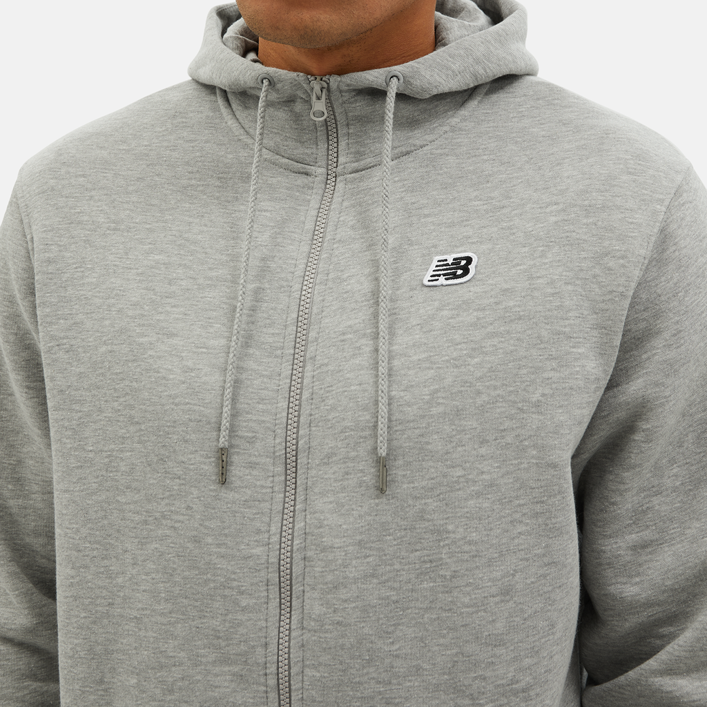New Balance NB Small Logo Zip Hoodie in GRAU