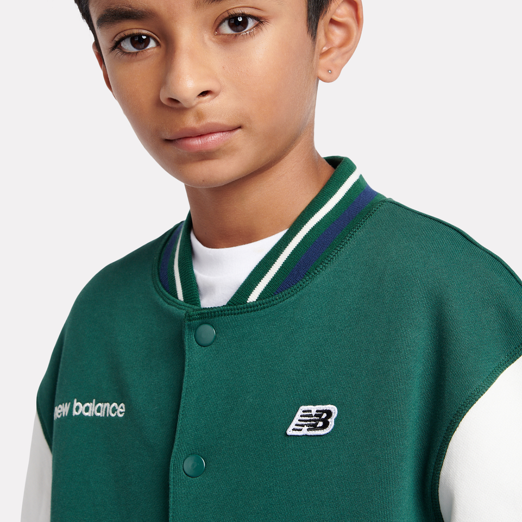 New Balance B NB Premium Loop Back Baseball Jacket in GRÜN