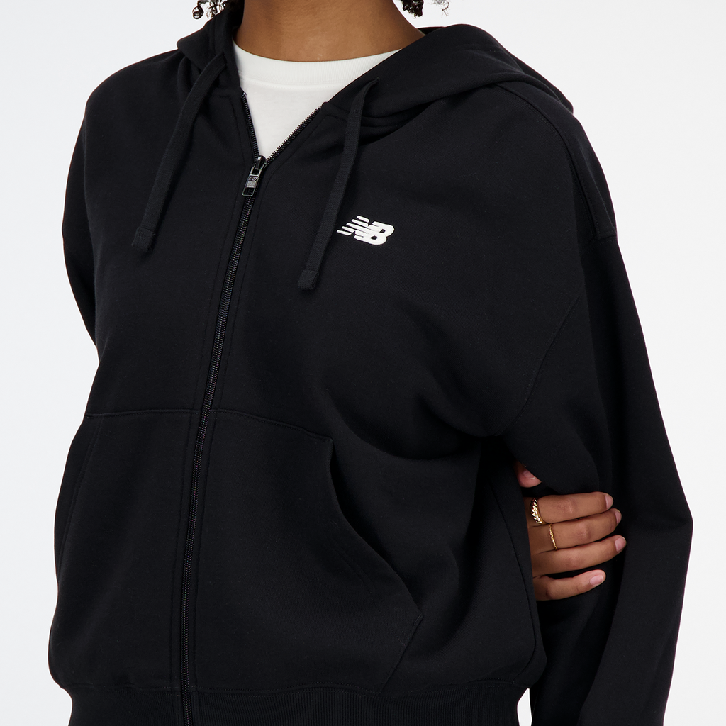 New Balance W New Balance French Terry Full Zip Hoodie in SCHWARZ