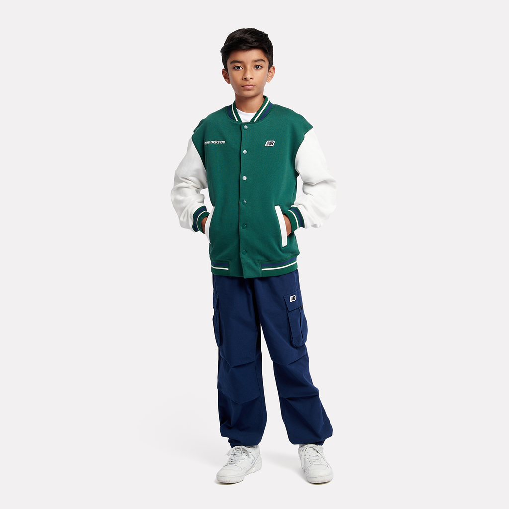 New Balance B NB Premium Loop Back Baseball Jacket in GRÜN