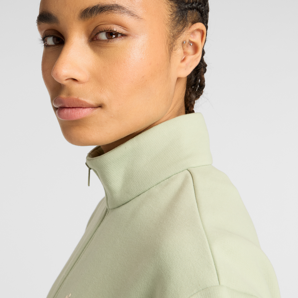 New Balance W Linear Heritage Fleece Half Zip in GRÜN