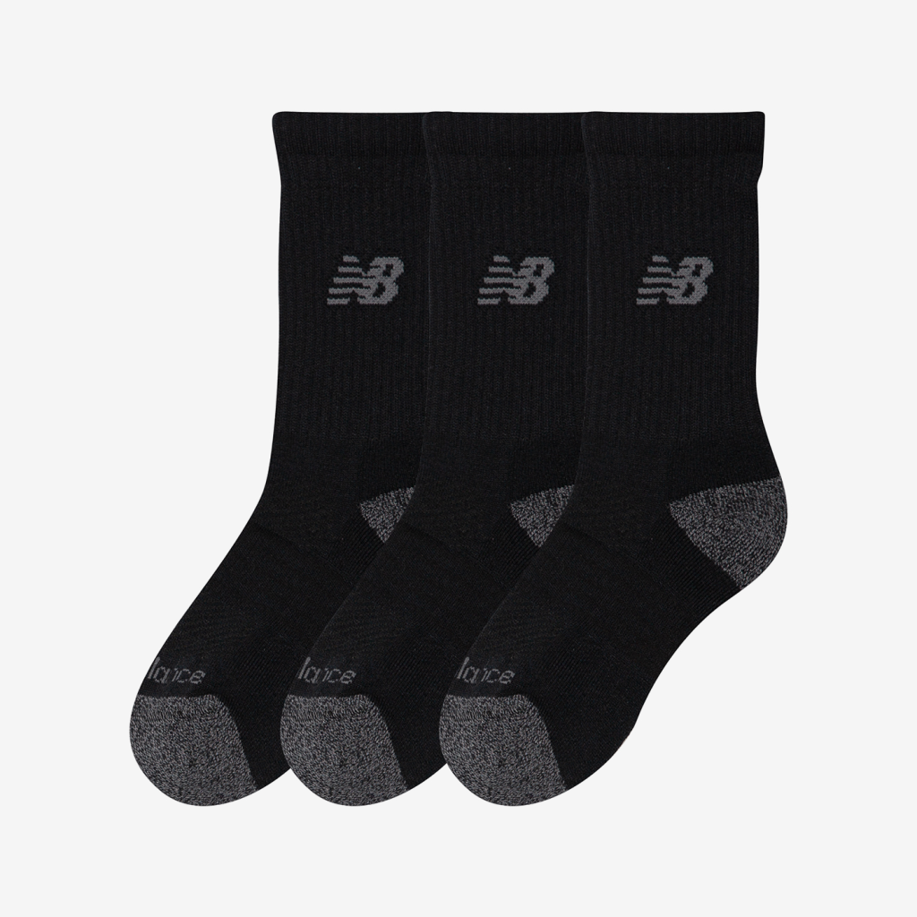 New Balance Youth Active Crew Socks 3 Pack in SCHWARZ