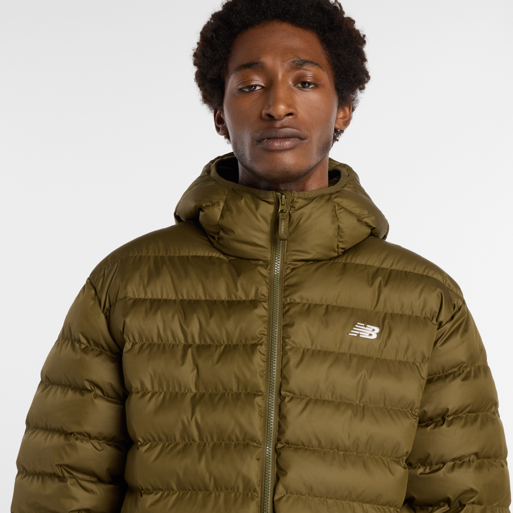 New Balance Hooded Puffer Jacket in GRÜN