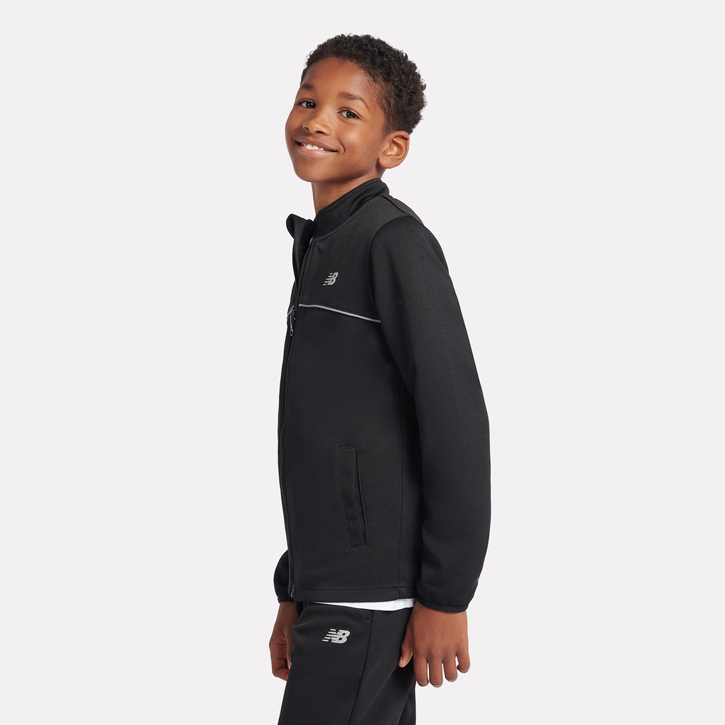 New Balance B NB Tricot Full Zip Funnel Top in SCHWARZ
