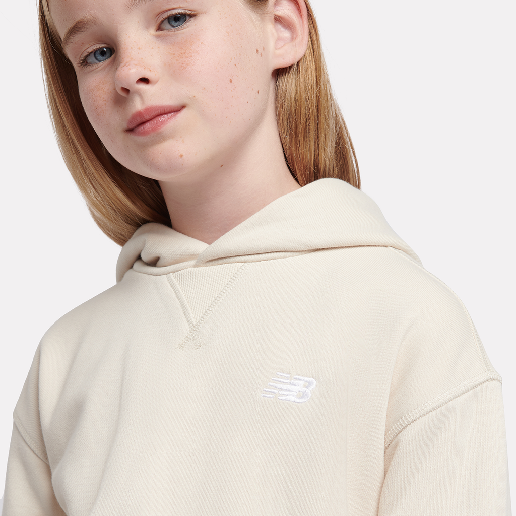 New Balance G New Balance French Terry Small Logo Hoodie in BEIGE