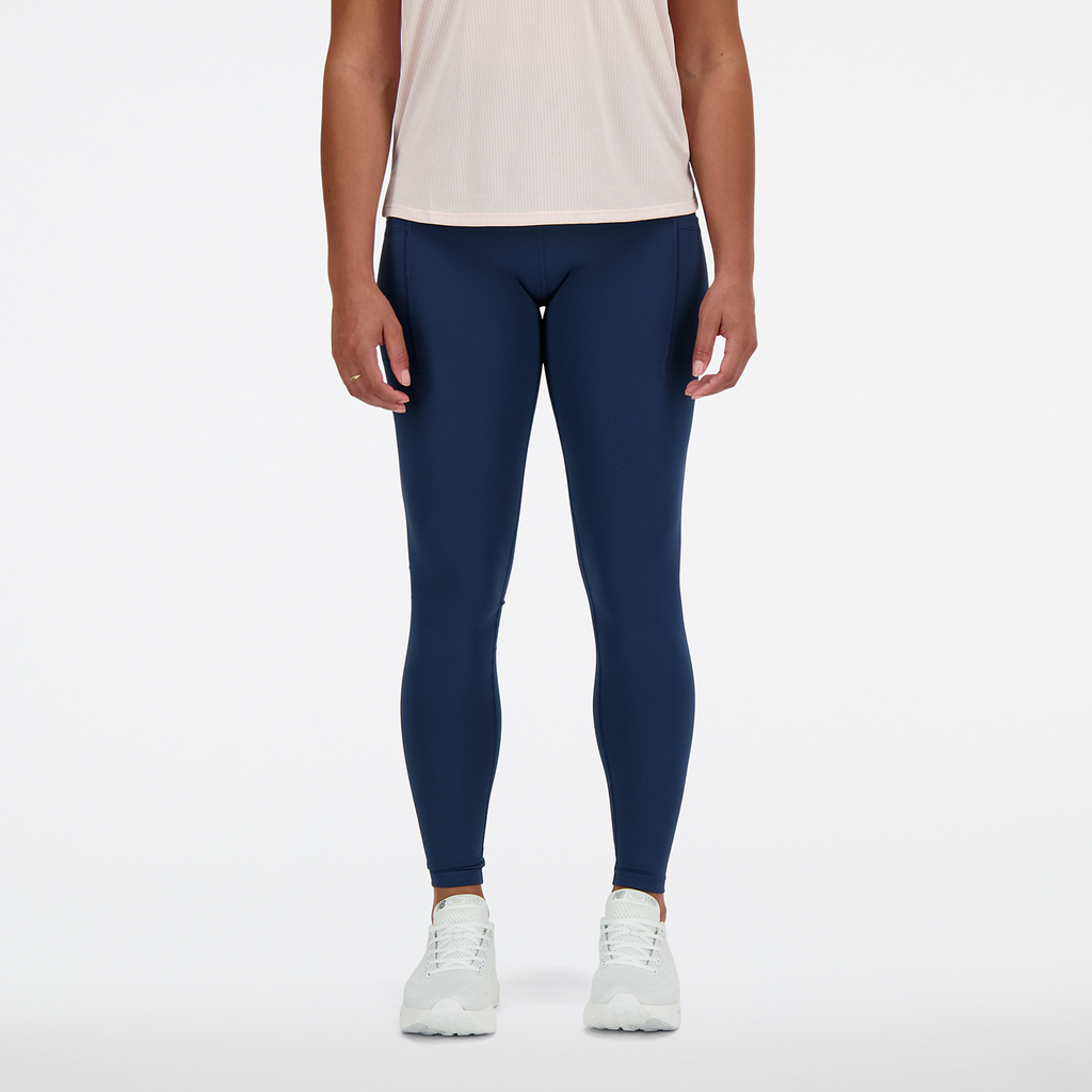 New Balance W New Balance Sleek 27 Inch High Rise Pkt Legging in BLAU