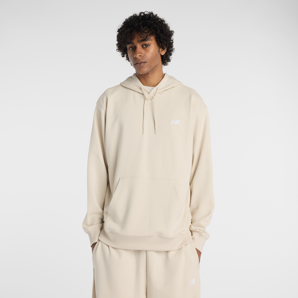 New Balance Sport Essentials Small Logo French Terry Hoodie in BEIGE