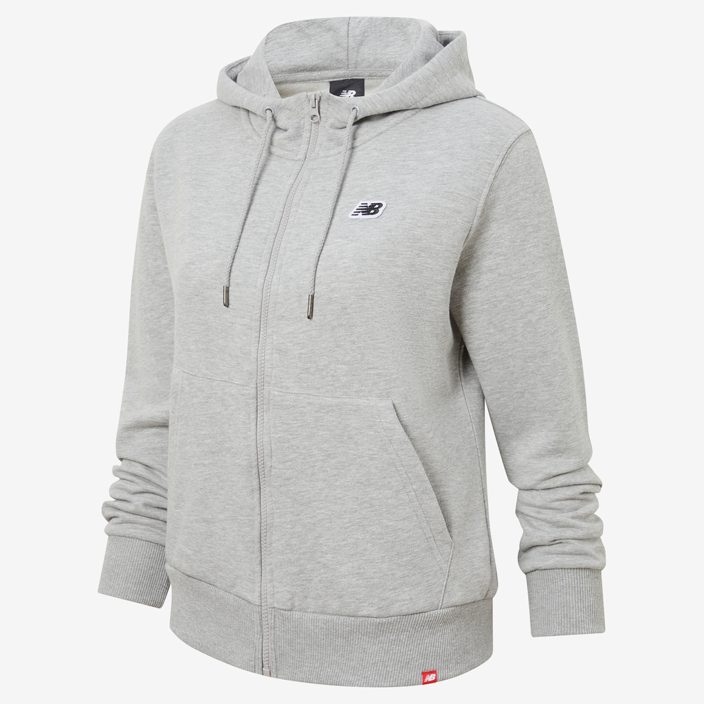 New Balance W NB Small Logo Zip Hoodie in GRAU