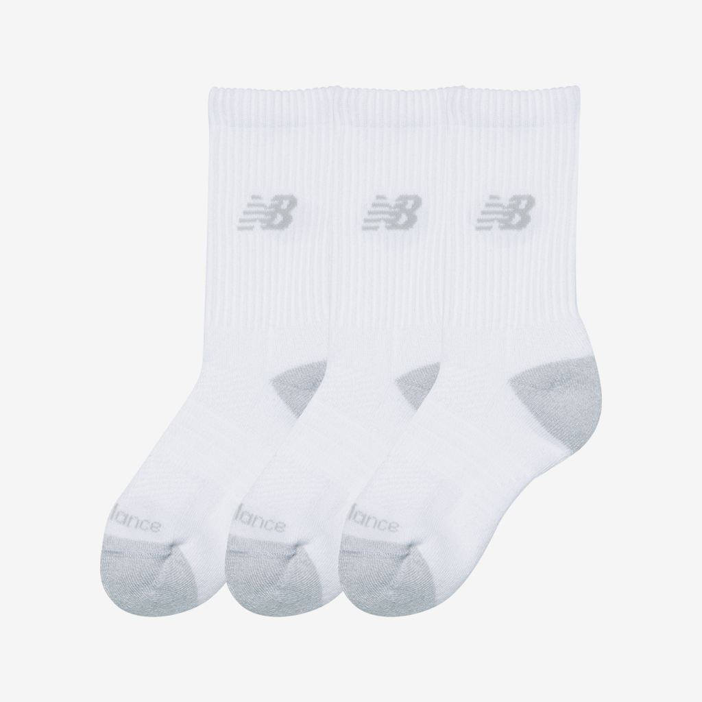 New Balance Youth Active Crew Socks 3 Pack in WEISS