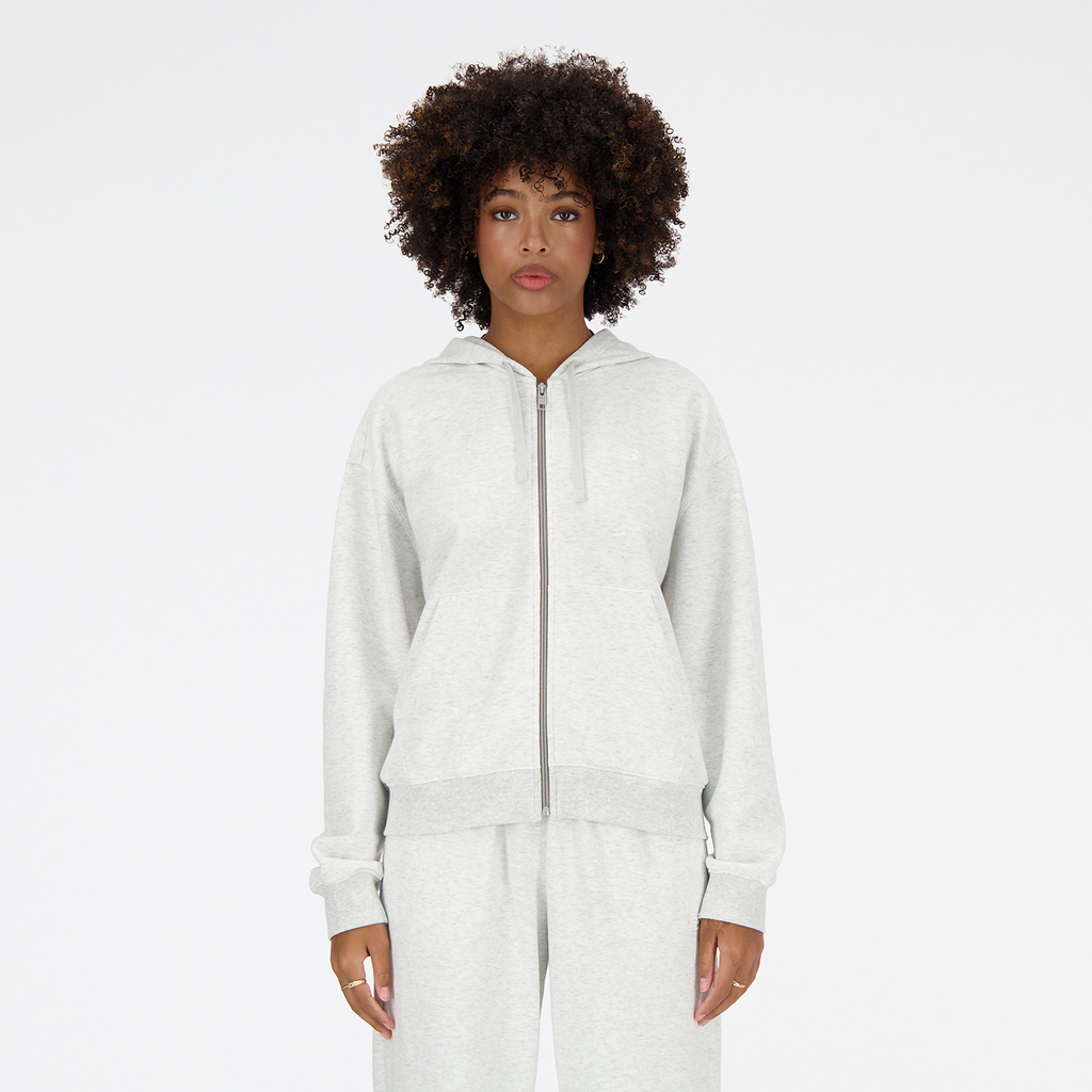New Balance W New Balance French Terry Full Zip Hoodie in GRAU