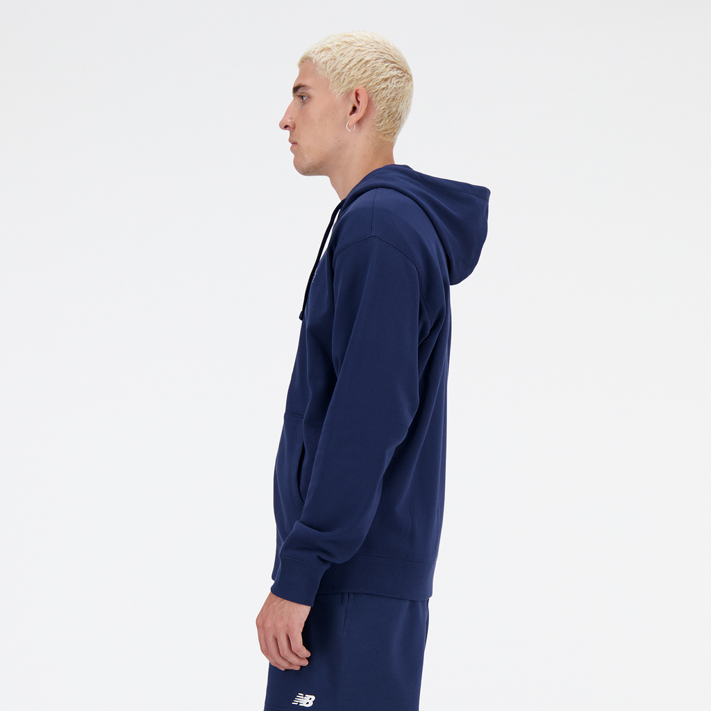 New Balance New Balance Stacked Logo French Terry FZ Hoodie in BLAU