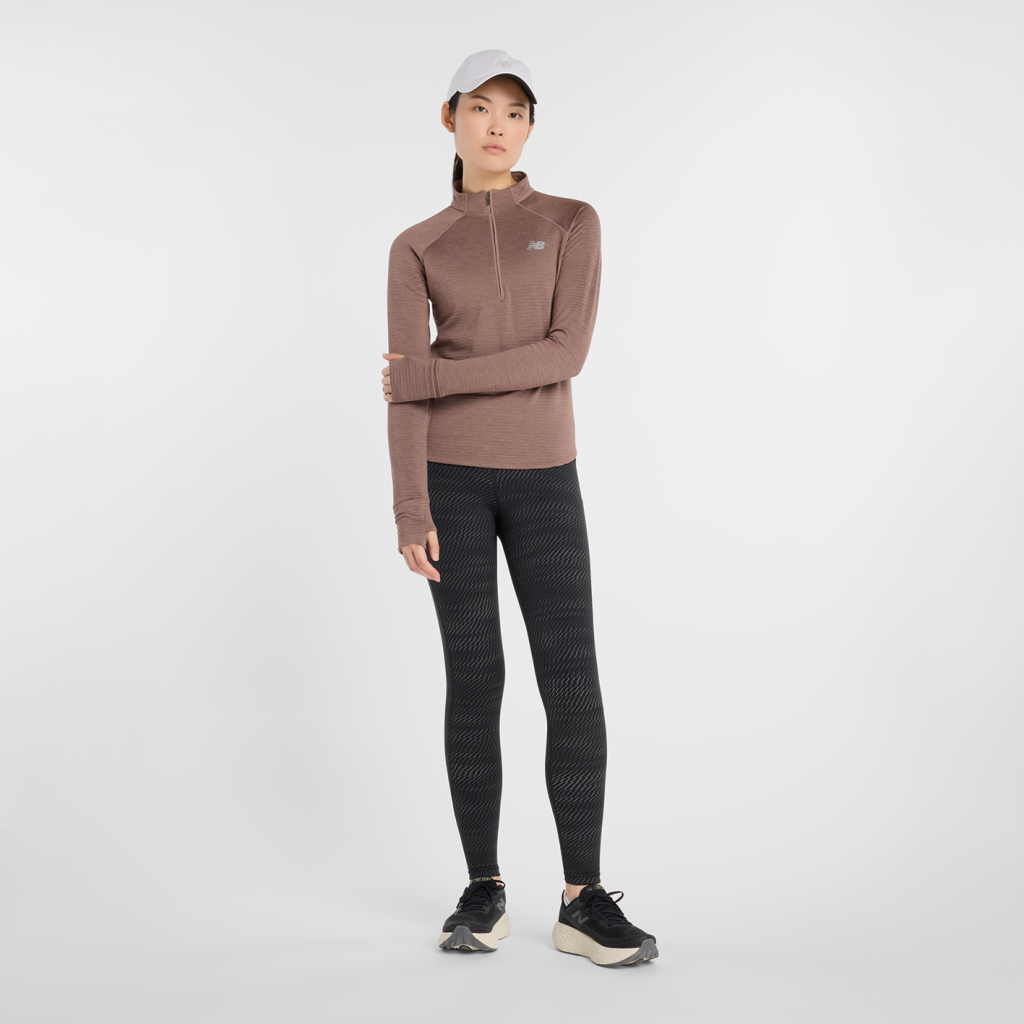New Balance W Athletics Heat Grid Half Zip in BRAUN