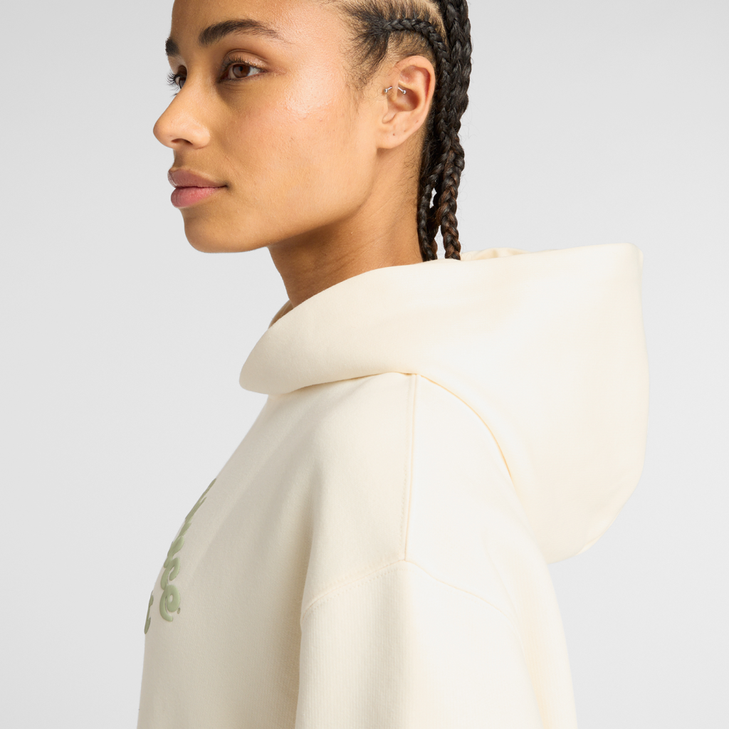 New Balance W Linear Heritage Fleece Long Hoodie in GRAU