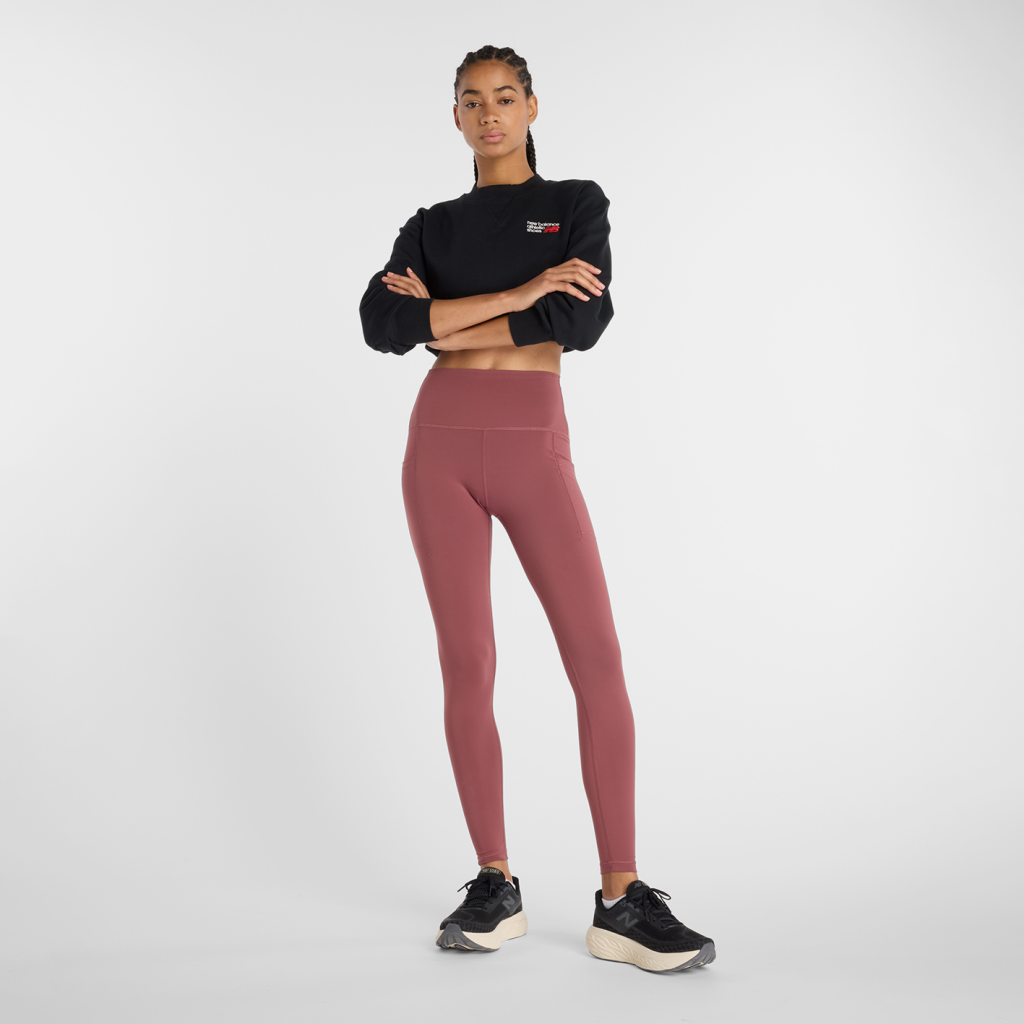 New Balance W NB Sleek Pocket High Rise Legging 27" in ROT