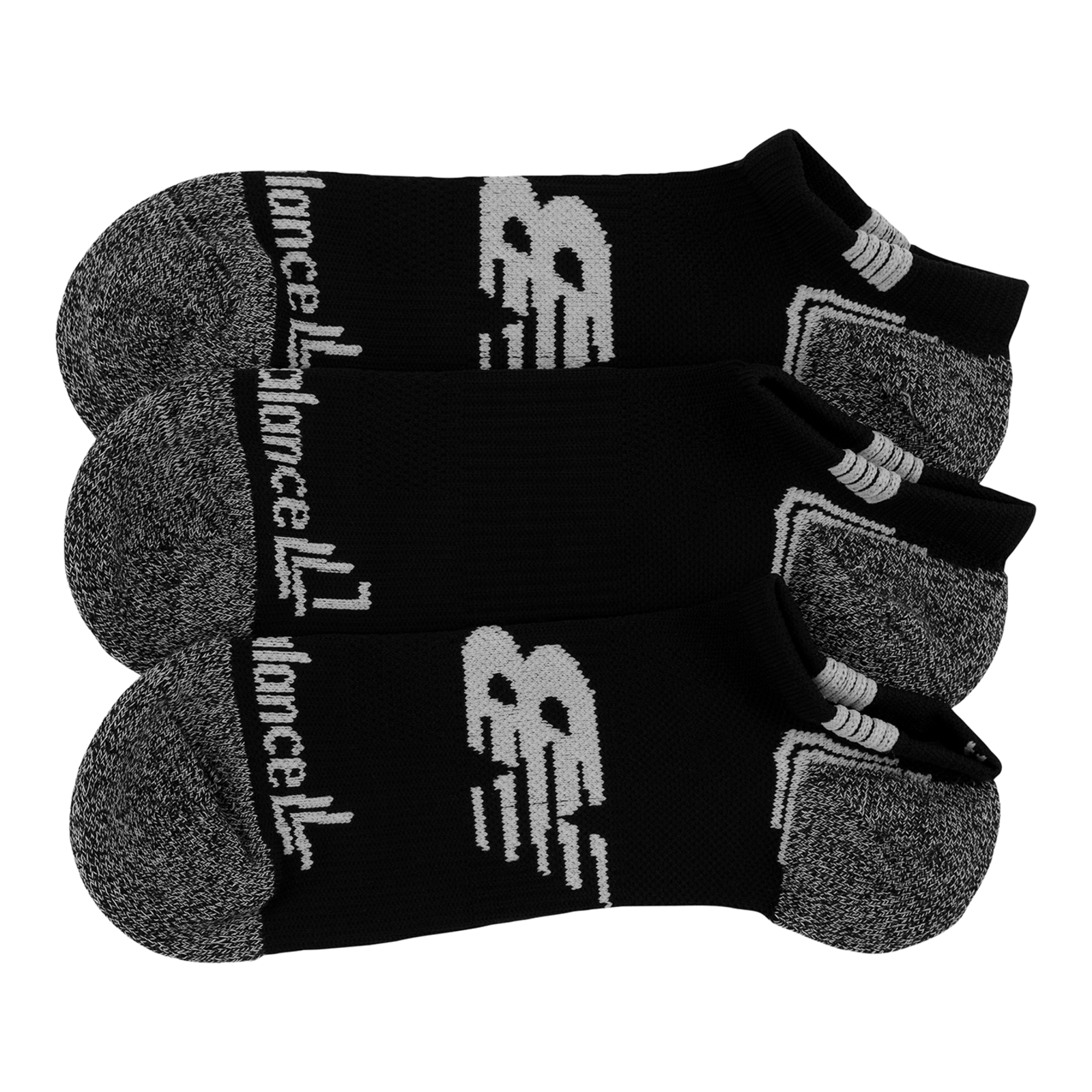 New Balance NB No Show Run Sock 3 Pair in SCHWARZ