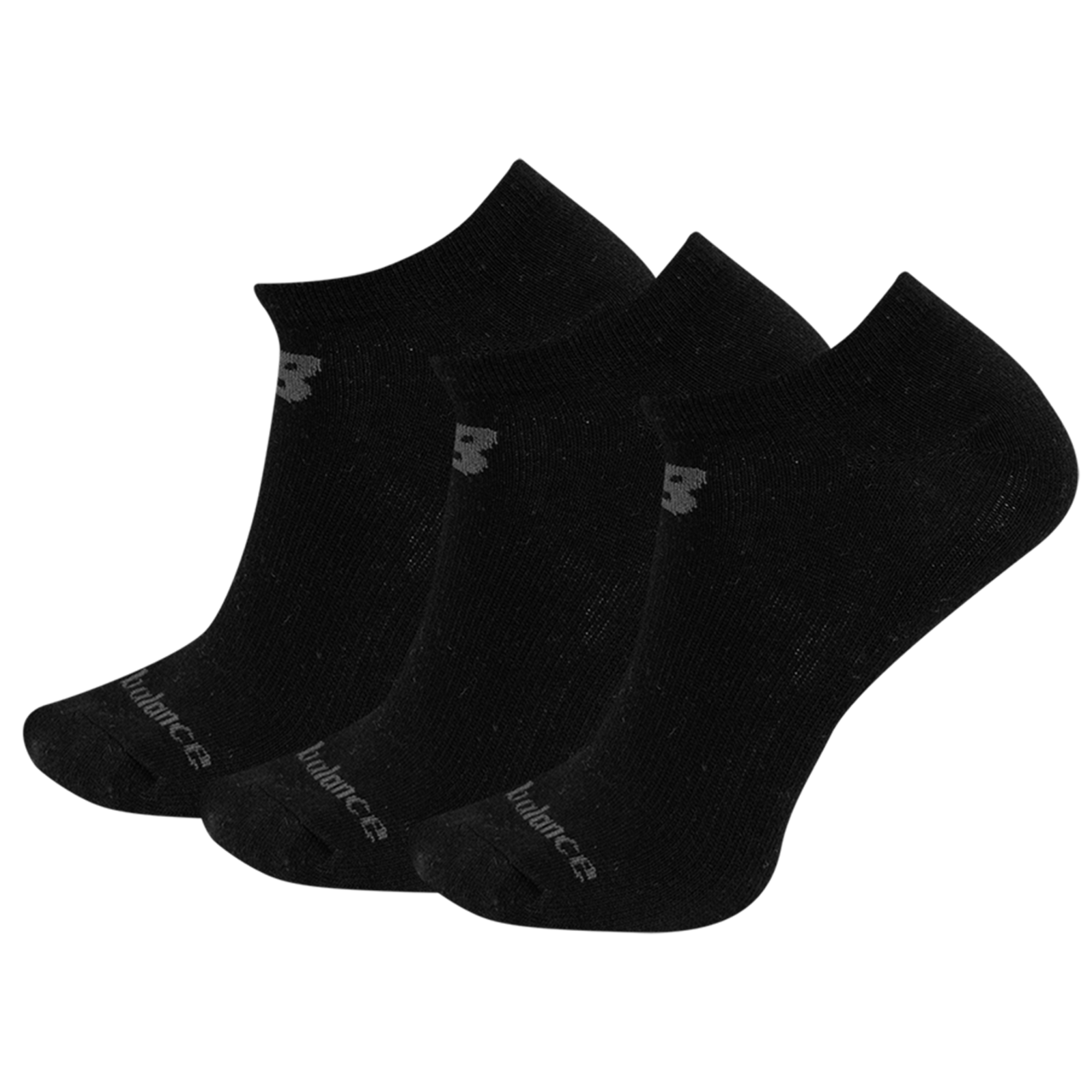 New Balance NB PF Cotton Flat Knit No Show Socks 3 Pair in SCHWARZ
