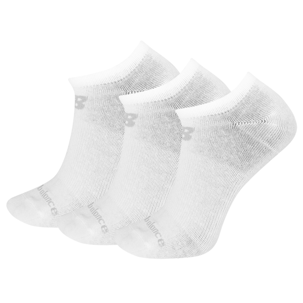 New Balance NB PF Cotton Flat Knit No Show Socks 3 Pair in WEISS