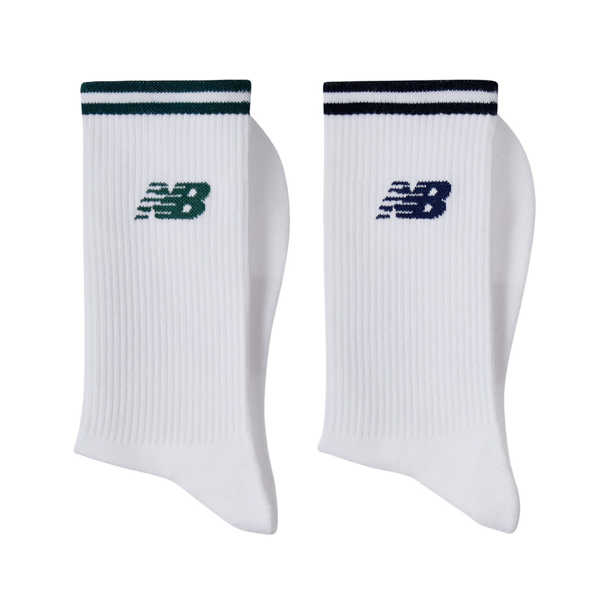 New Balance Running Stripe Midcalf Socks 2 Pack in WEISS