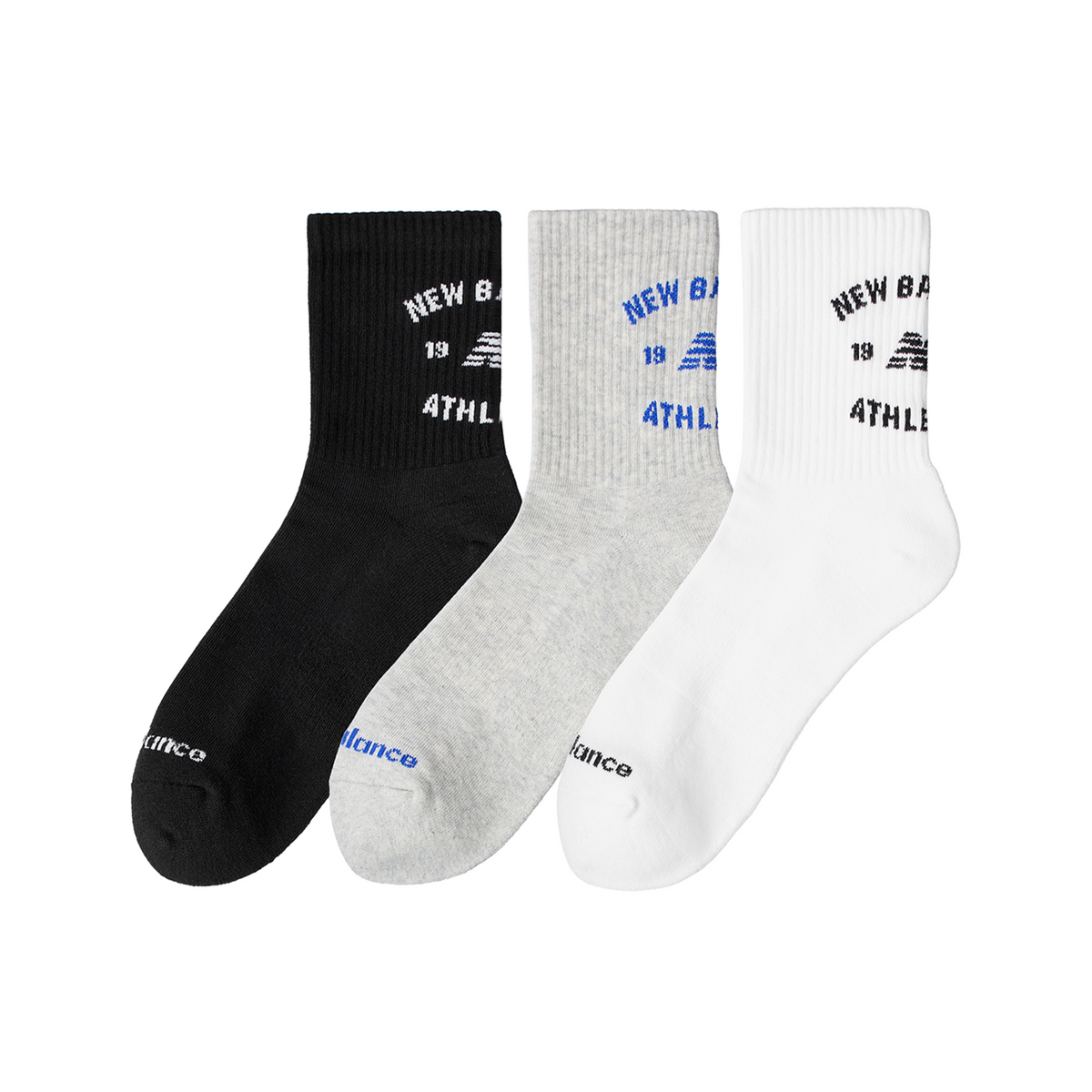 New Balance Graphics QTR Crew Socks 3 Pack in MEHRFARBIG