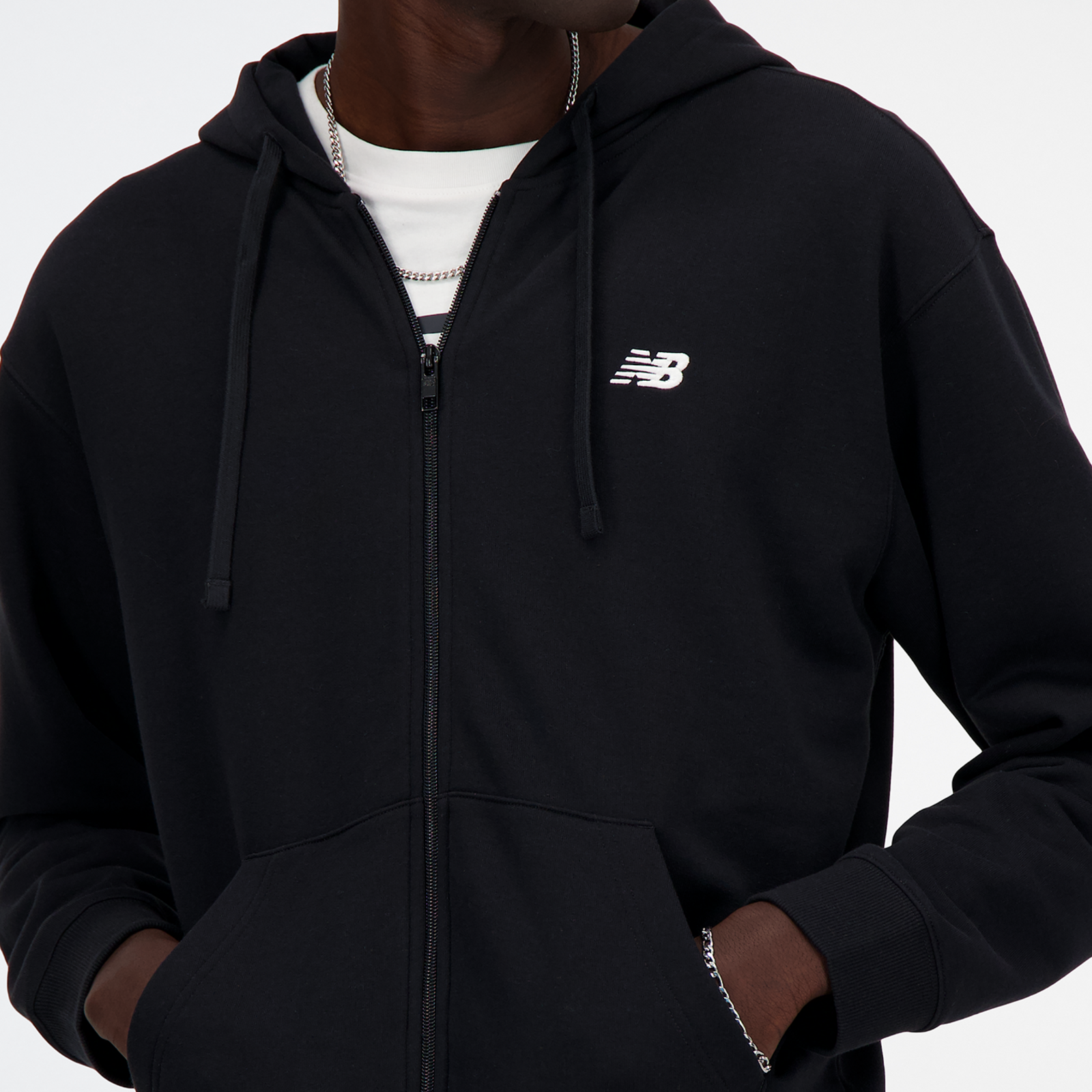 New Balance New Balance Stacked Logo French Terry FZ Hoodie in