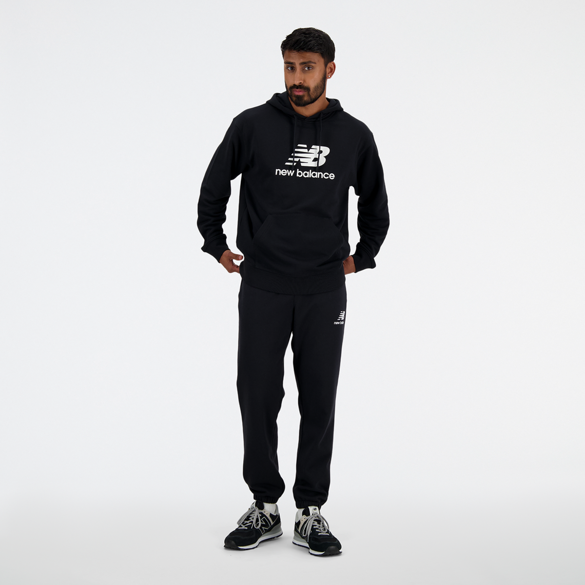 New Balance Sport Essentials Stacked Logo French Terry Hoodie in