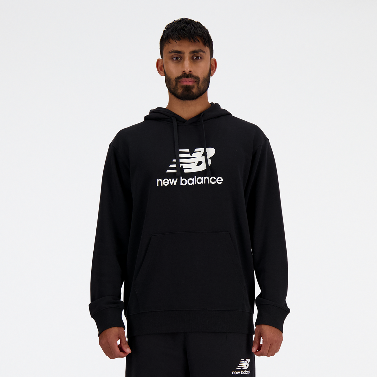New Balance Sport Essentials Stacked Logo French Terry Hoodie in