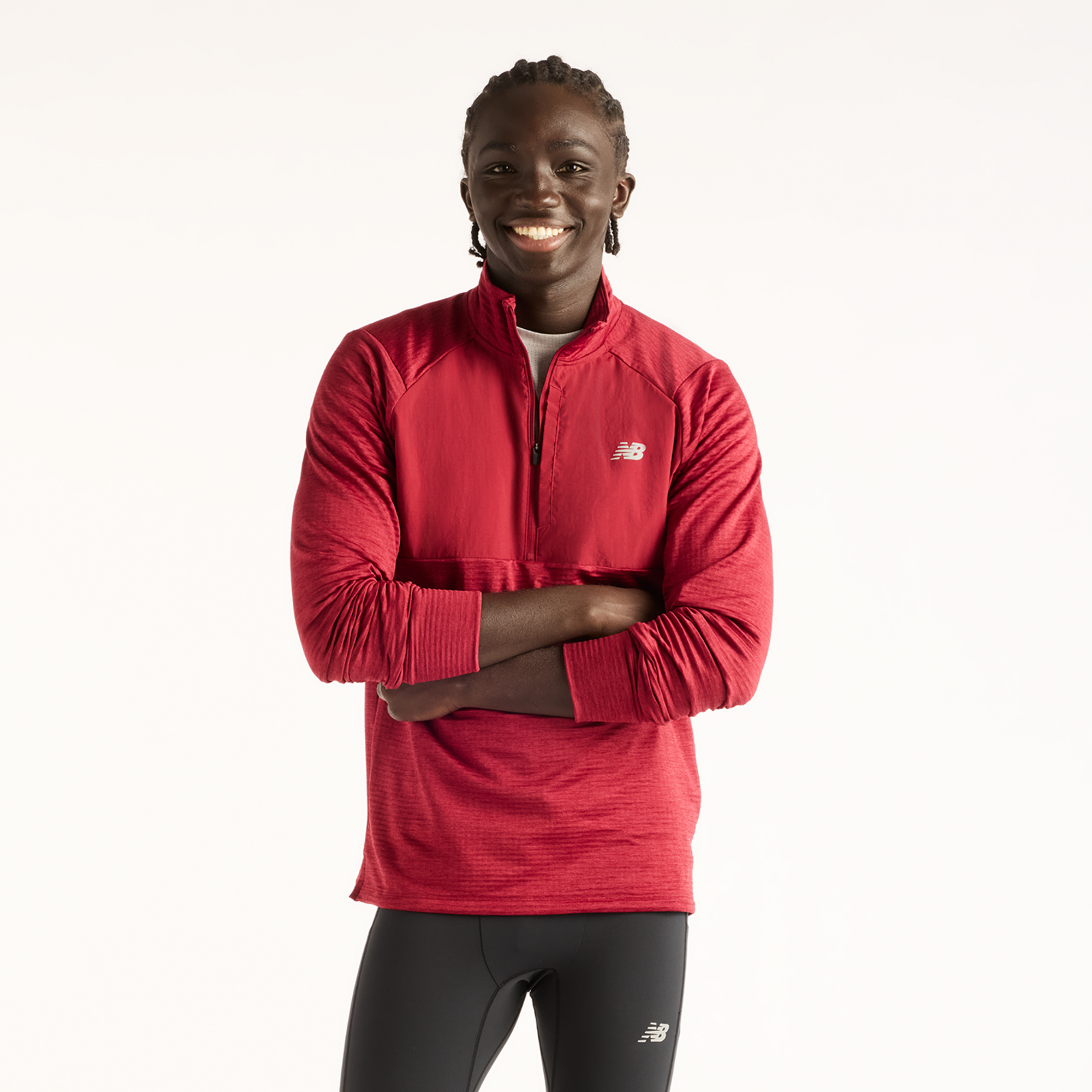 New Balance Athletics Heat Grid 1/2 Zip in ROT