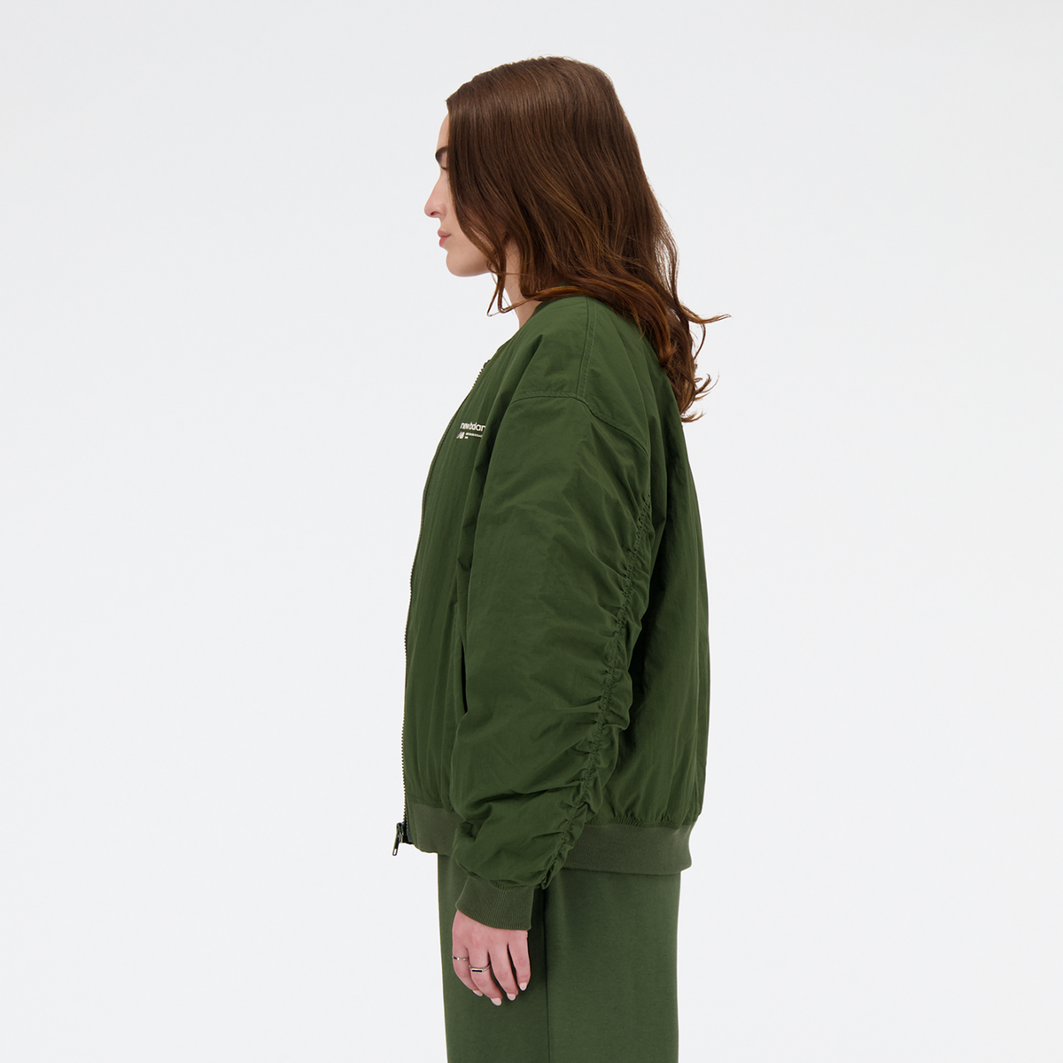 New Balance W Linear Heritage Woven Bomber Jacket in